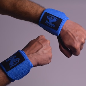 Premium Quality Weight Lifting pair of Wrist Wrap Royal Black Combination also available in different colors