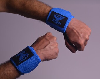 Adjustable Blue Wrist Wraps for Weightlifting | Gym Support Straps, Strength Training Gear