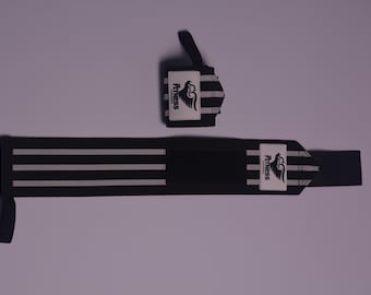 Weight Lifting Wrist Wraps: Black White Support for Strength Training