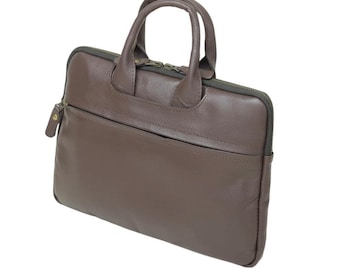 Vintage Dark Brown Leather Laptop Bag for Men, Handmade Leather Briefcase, Office Messenger Bag, Business Travel Bag, MacBook Carry Case