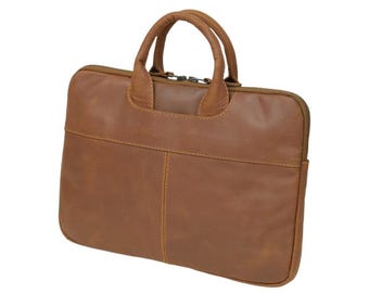 Vintage Brown Leather Laptop Bag for Men, Handmade Leather Briefcase, Office Messenger Bag, Business Travel Bag, MacBook Carry Case