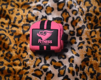 Adjustable Pink Black Wrist Wraps for Weightlifting, Strength Training Support