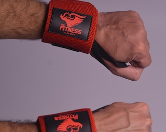 Weight Lifting Wrist Wraps: Red Black Adjustable Support for Strength Training