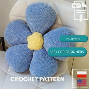 Crochet Flower Pillow Pattern PDF – Spring Crochet Cushion, Digital Download, Polish and English Instructions, DIY Home Decor