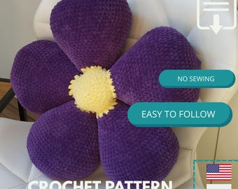 Crochet Flower Pillow Pattern PDF – Spring Crochet Cushion, Digital Download, Polish and English Instructions, DIY Home Decor