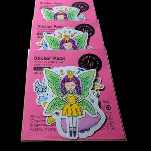 GLOSSY Magical Enchanted Sticker Pack – 11 Whimsical Stickers | Princess, Fairy, Rainbow & More | Original Hand-Drawn Art| approx 50mm