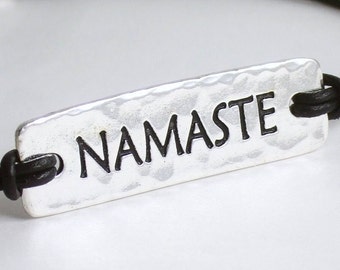 3 Namaste Links, Fine Silver Jewelry Links, 7/16" x 1.5" (11mm x 40mm), His/Hers
