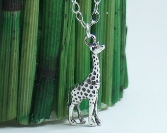 Giraffe Necklace, Sterling Silver, Option to Personalize (Birthstone or Pearl), Zoo Animal, Safari Gift for Her, Mothers Day, Friend Gift