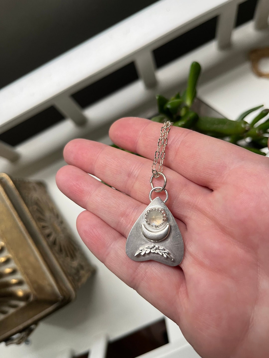 Sterling Silver Ouija Planchette With Rainbow Moonstone Etsy