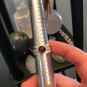 Garnet Sterling Silver Stacker Ring