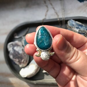 Apatite Selkie Moon Dance Ring with Sand Dollar