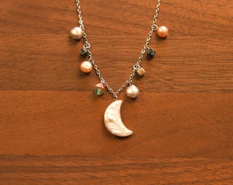 Mond Barockperle Anhänger Halskette: Celestial Style