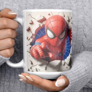 3D Spiderman Mug, Childrens mug, Cartoon Mug, Character Mug, Child's Mug, 3D Mug, 11oz Character Mug, 15 oz Character Mug,
