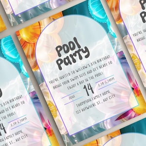 Pool Party Invitation, Kids birthday party invite, Summer Swimming Pool Party, Smartphone Invite, summer party invitation