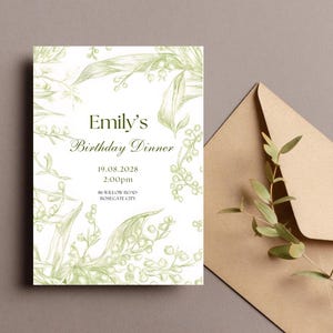 Birthday Dinner Invitation for woman Birthday Dinner Digital Invite Adult Birthday Digital Download Minimal Birthday Invite Any Age Invite