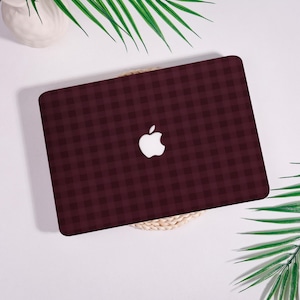 Custodia protettiva rigida opaca per MacBook Air 11/13/15, Pro 16/15/14/13 pollici, motivo a quadretti color vino, per Apple Laptop Sleeves, personalizzata
