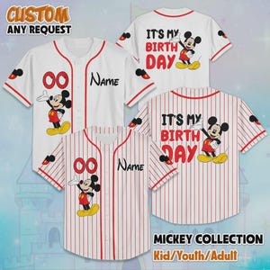 Personalize Name & Number Disney Mickey Jersey, Funny Disneyland Mickey Jersey, Mickey Disneyland Jersey, Birthday Mickey Birthday Gift