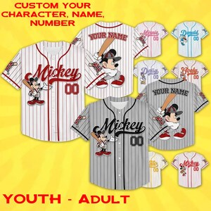 Personalize Disney Mickey and Friends Jersey, Custom Disneyland Kid Youth Adult Jersey, Mickey & Friends Jersey, Birthday Disneyland Jersey