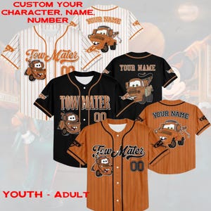 Custom Name & Number Car Tow Mater Multi Color Jersey, Pixar Tow Mater Car Movie Jersey, Tow Mater Birthday Funny Jersey, Cars Land Matching