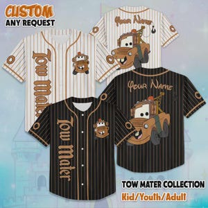 Personalized Name Tow Mater Multi Color Car Jersey, Pixar Tow Mater Car Movie Jersey, Tow Mater Birthday Funny Jersey, Cars Land Matching