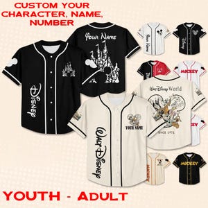 Personalize Disney Mickey and Friends Jersey, Custom Disneyland Kid Youth Adult Jersey, Mickey & Friends Jersey, Birthday Disneyland Jersey