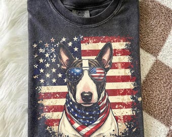 Bull Terrier 250year T-Shirt, Patriotic Bull Terrier Comfort Colors Tee, Funny 4th of July Bull Terrier Shirt, USA Bull Terrier Shirt