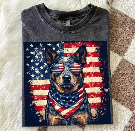 Blue Heeler 250year T-Shirt, Patriotic Blue Heeler Comfort Colors Tee, Funny 4th of July Blue Heeler Shirt, USA Blue Heeler Shirt