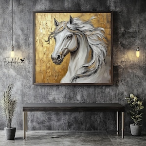 Golden Stallion Wall Art: Schimmel Portrait (Digitaler Download) Bild 1
