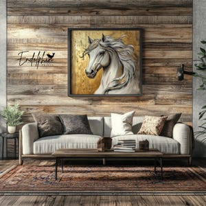 Golden Stallion Wall Art: Schimmel Portrait (Digitaler Download) Bild 8
