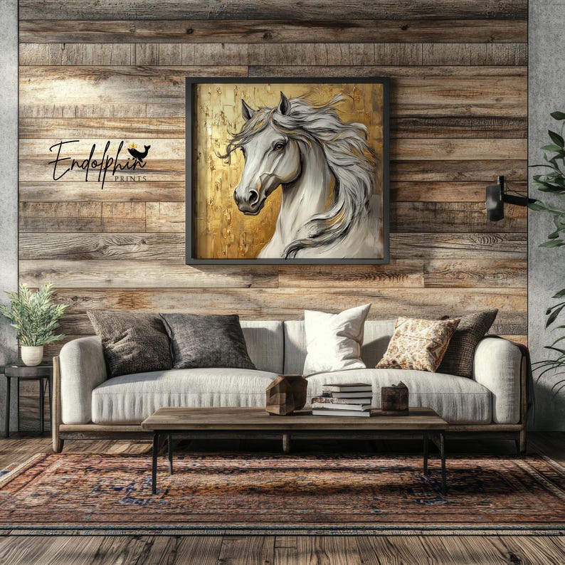 Golden Stallion Wall Art: Schimmel Portrait (Digitaler Download) Bild 8