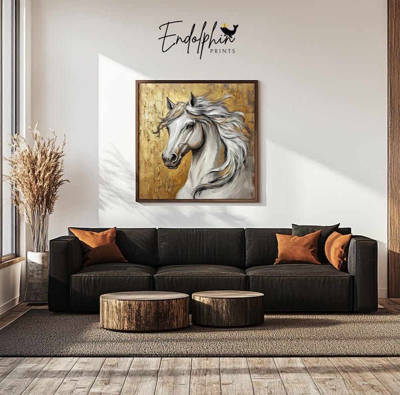 Golden Stallion Wall Art: Schimmel Portrait (Digitaler Download) Bild 2