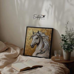 Golden Stallion Wall Art: Schimmel Portrait (Digitaler Download) Bild 5