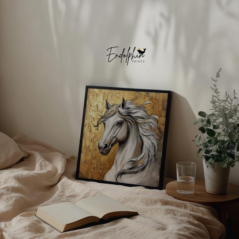 Golden Stallion Wall Art: Schimmel Portrait (Digitaler Download) Bild 5