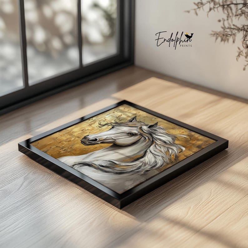 Golden Stallion Wall Art: Schimmel Portrait (Digitaler Download) Bild 3