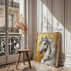 Golden Stallion Wall Art: Schimmel Portrait (Digitaler Download) Bild 7