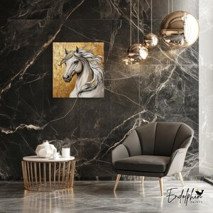 Golden Stallion Wall Art: Schimmel Portrait (Digitaler Download) Bild 9