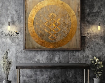 Goldene Blume des Lebens Illustration: Heilige Geometrie Kunstdruck (Digitaler Download)