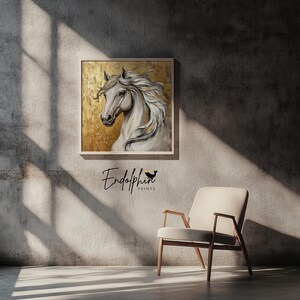 Golden Stallion Wall Art: Schimmel Portrait (Digitaler Download) Bild 4