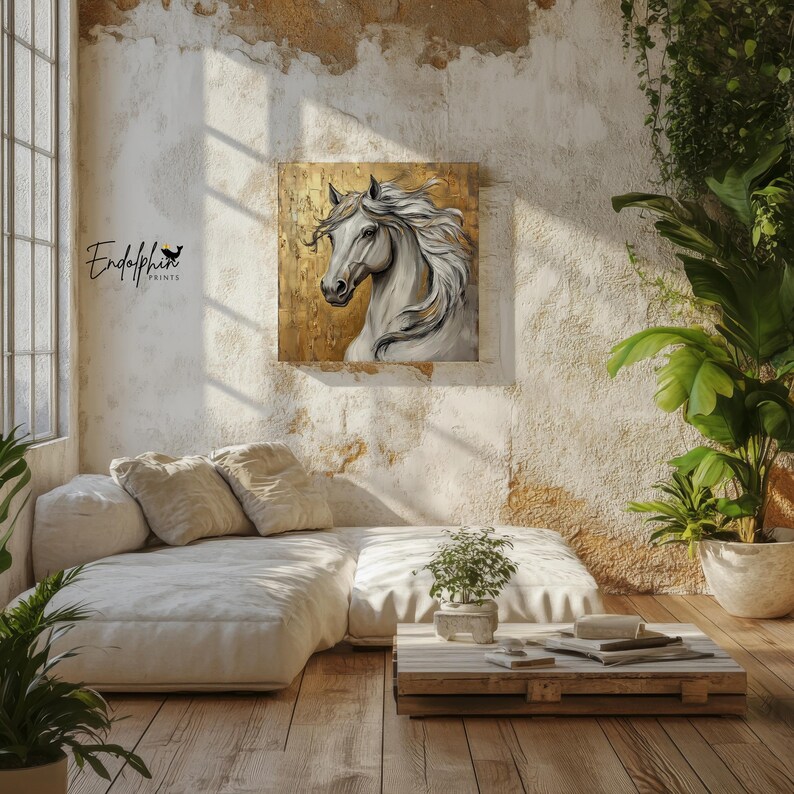 Golden Stallion Wall Art: Schimmel Portrait (Digitaler Download) Bild 6