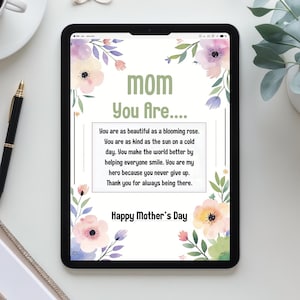 Tarjeta editable del Día de la Madre / Tarjeta imprimible personalizada para niños / Regalo DIY para el Día de la Madre para mamá / Descarga digital / Regalo personalizado