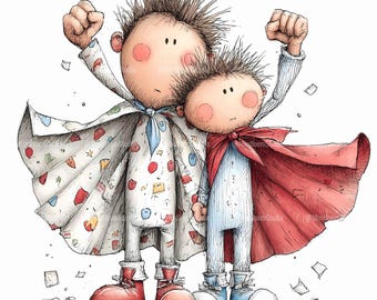 28 JPG Whimsical Fathers Day Clipart, Dad and Son Clipart, All About My Dad, Family Art, Commercial Use