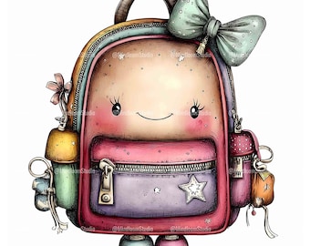 Chibi Kawaii School Supplies Clipart Bundle, Cute Pencil Marker Crayon Faces, Back to School Graphics, Commercial Use, 29 JPG Set