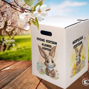 Kinder-Papphocker Hockolino mit Osterhasen-Motiv – Faltbarer, stabiler Hocker für Kinderzimmer & Osterdekoration –Nachhaltiges Ostergeschenk