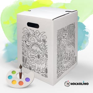 Hockolino Dinosaur – DIY cardboard stool for children to color | T-Rex | Stegosaurus | Triceratops | Dino Adventure