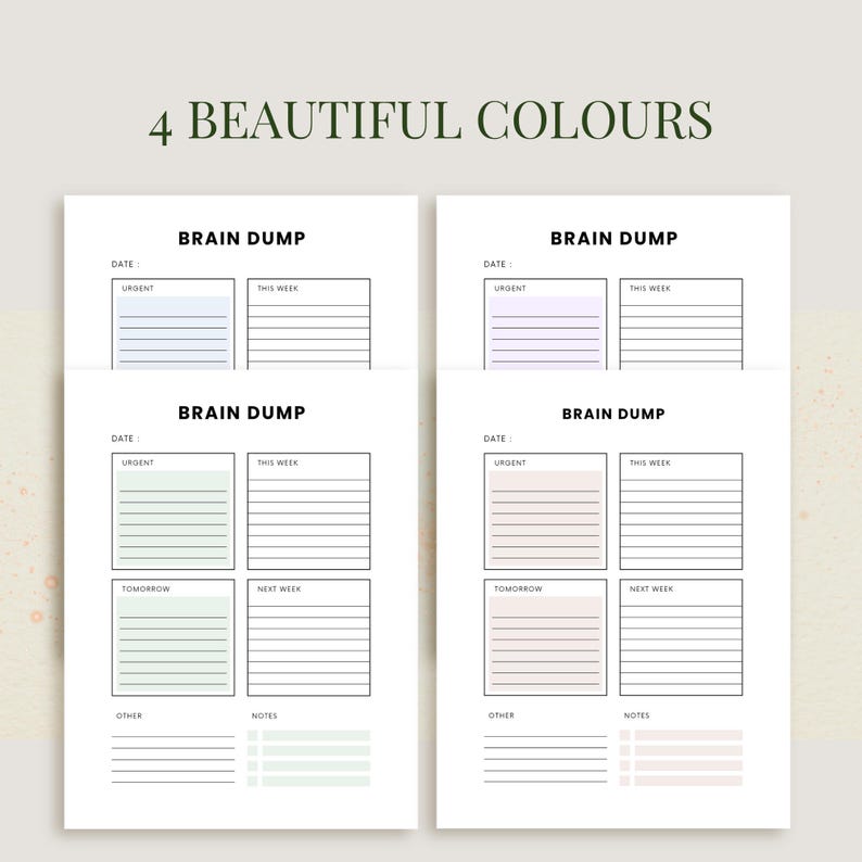 Brain Dump Printable PDF, Mental Load Organizer, Overwhelmed Mom Reset ...