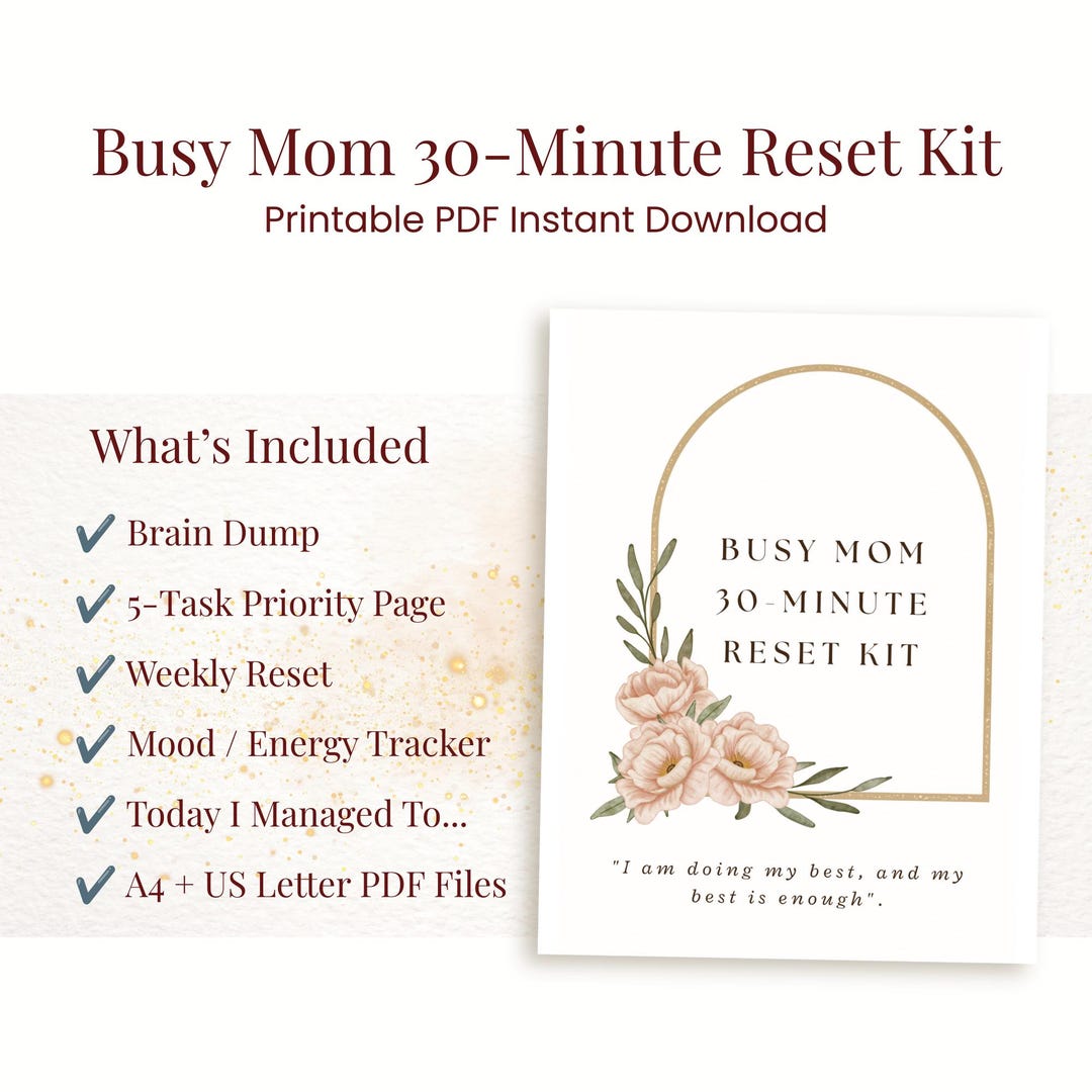 Busy Mom Reset Planner Printable, 30-minute Daily Reset Kit ...