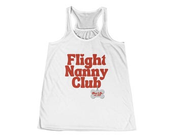 Camiseta de tirantes holgada con espalda nadadora para mujer de Flight Nanny Club, bonita camiseta de verano, ideal para viajes, ideal para vacaciones, regalo para azafatas.