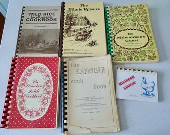 Lot 6 Midwest Community & Church Cookbooks Old World Wisconsin Samovar Cookbook Wild Rice Native American Downers Grove IL Michigan