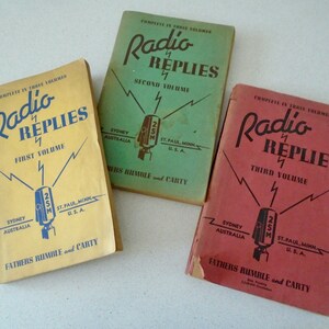 1930s 1940s Radio Replies 3 Volume Set Fathers Rumble and Carty. Catholic Apologetics Questions and Answer on Catholicism and Protestantism