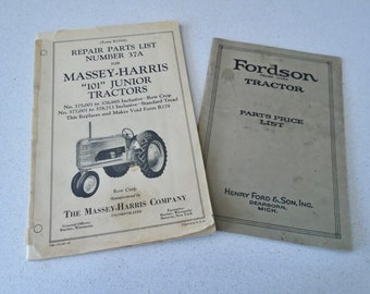 2 Vintage Fordson & Massey Harris Tractor Parts Catalogs